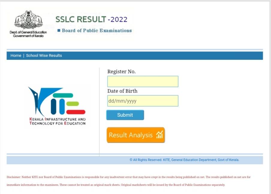 Kerala SSLC Result 2022