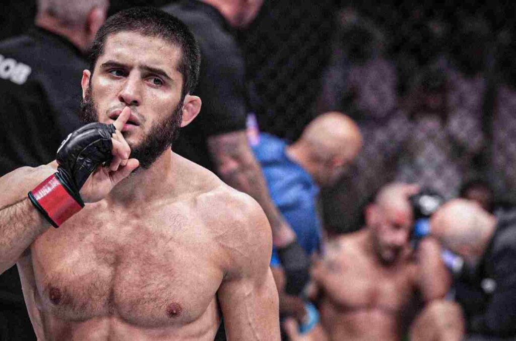 Islam Makhachev beat featherweight champion Alex Volkanovski at UFC 294 in Abu Dhabi, United Arab Emirates.