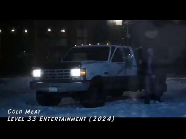 Image of a snowy landscape with a car stuck in a blizzard from 'Cold Meat'.