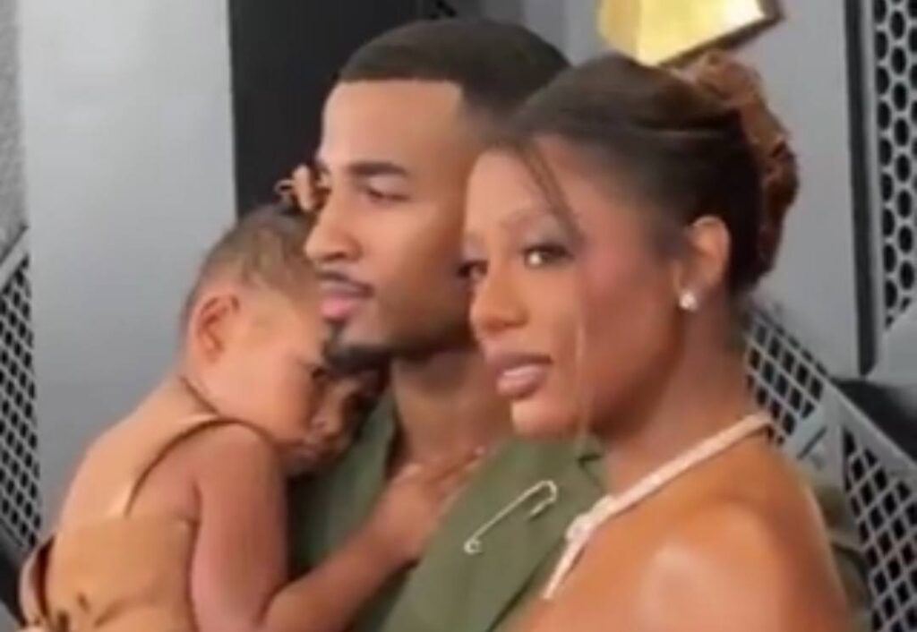 Victoria Monét with her daughter Hazel Monét and her partner John Gaines