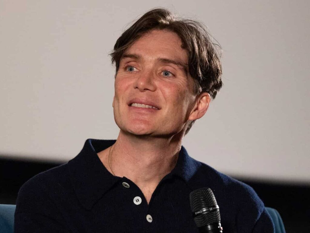 Image of Cillian Murphy wearing a stylish YMC cardigan.