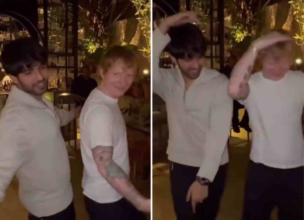 Armaan Malik and Ed Sheeran dancing on popular song "Butta Bomma"