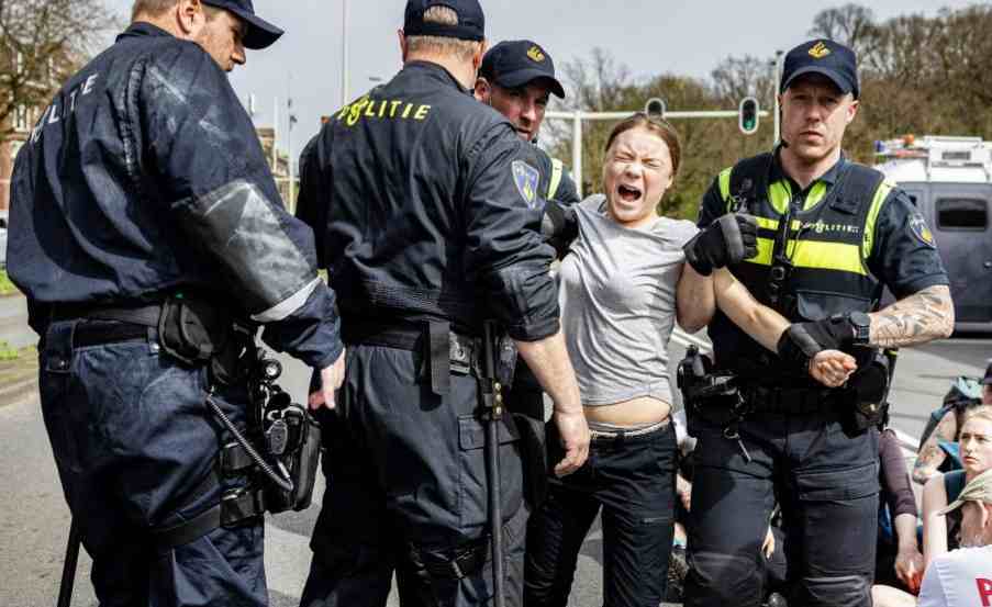 Greta Thunberg is being arrested by Dutch police