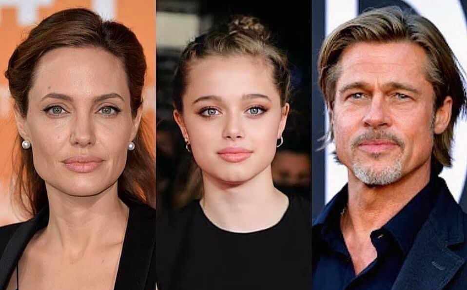 Angelina Jolie, Shiloh and Brad Pitt