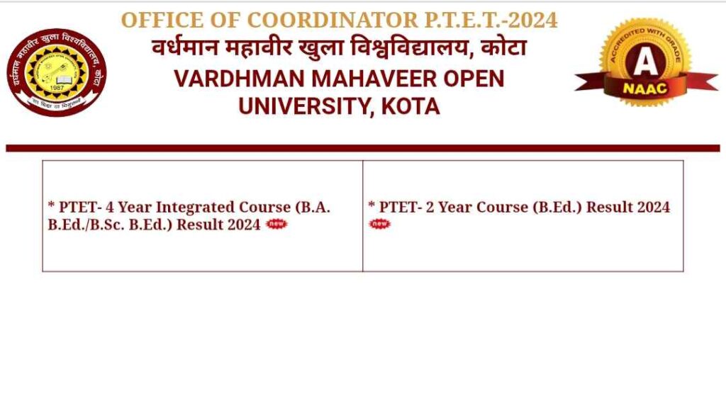 Rajasthan PTET Result 2024