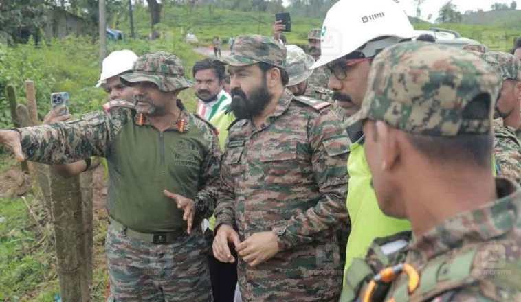 a group of men in military uniforms including actor Mohanlal