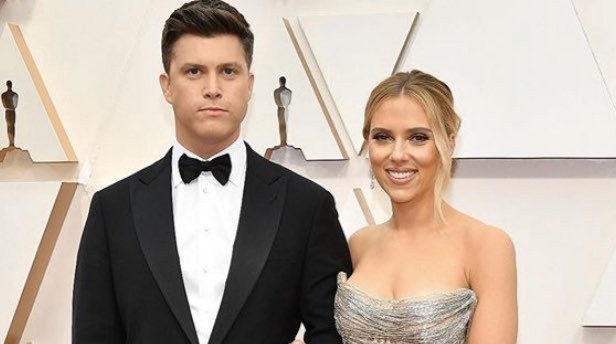 Colin Jost and Scarlett Johansson